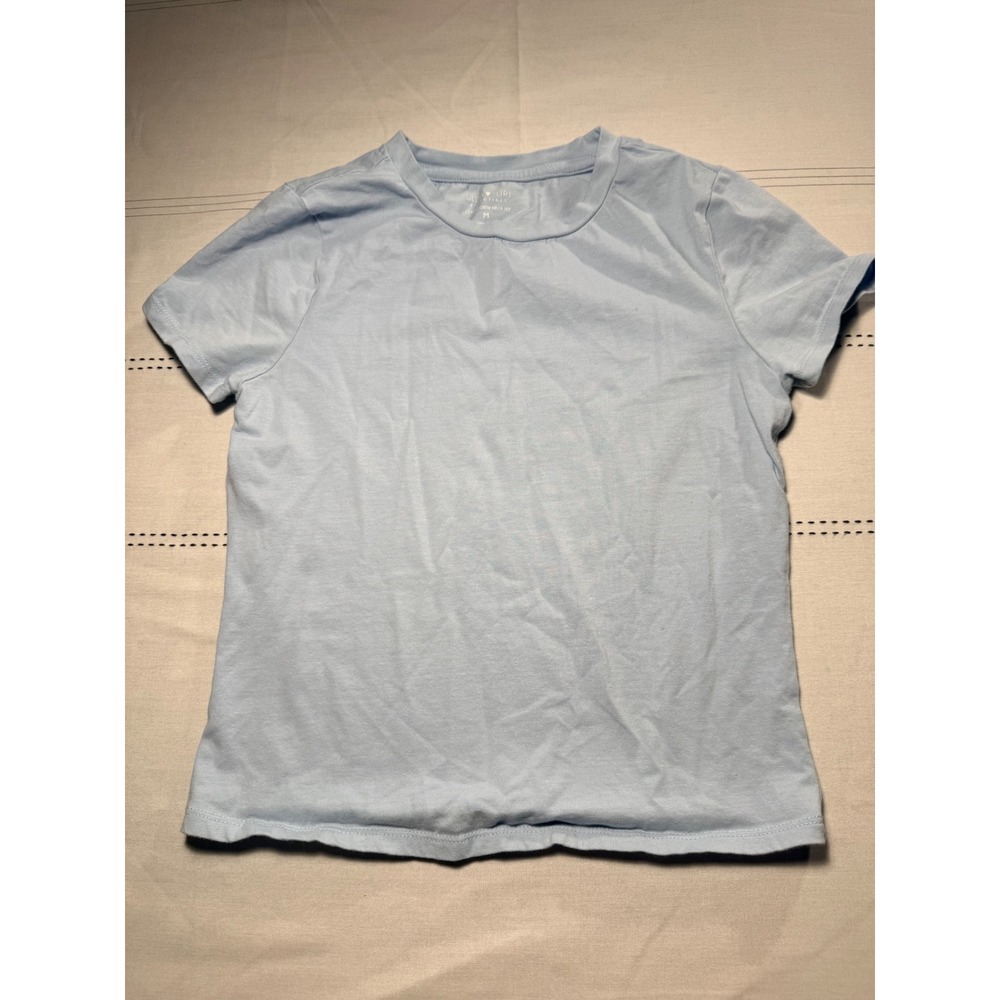 Ultra Flirt Essentials‎ Women Light Blue Classic Crew Neck Short Sleeve Tee